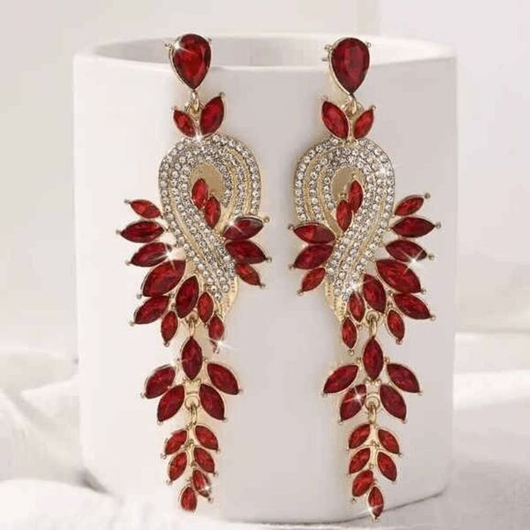 Ruby Diamond Drop Chandelier Earrings - Picture 1 of 2